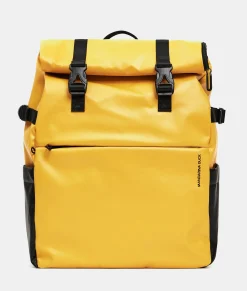 Clearance Mandarina Duck ECO COATED Backpack With Padded Shoulder Straps DuckYellow