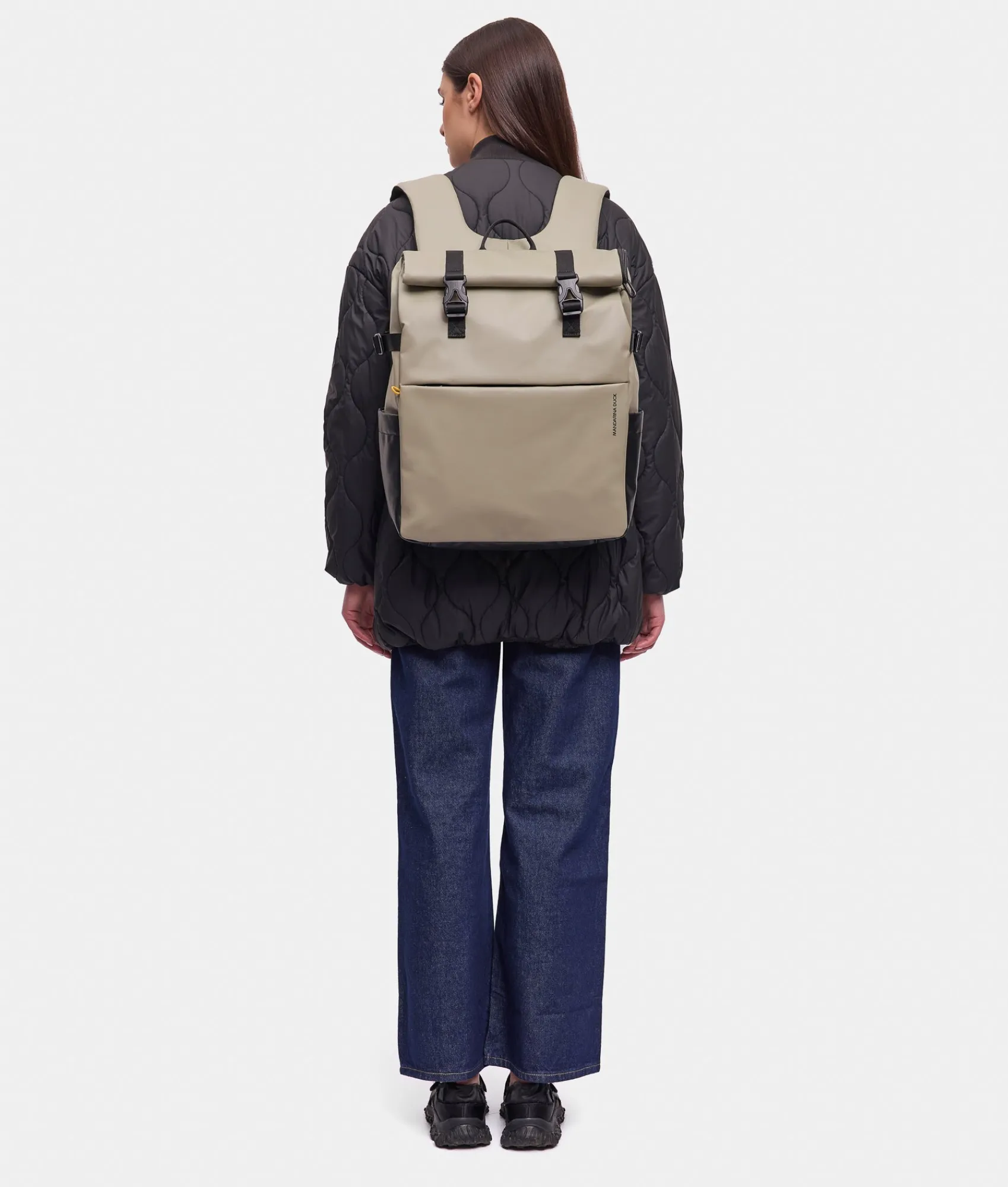 Best Mandarina Duck ECO COATED Backpack With Padded Shoulder Straps Mud