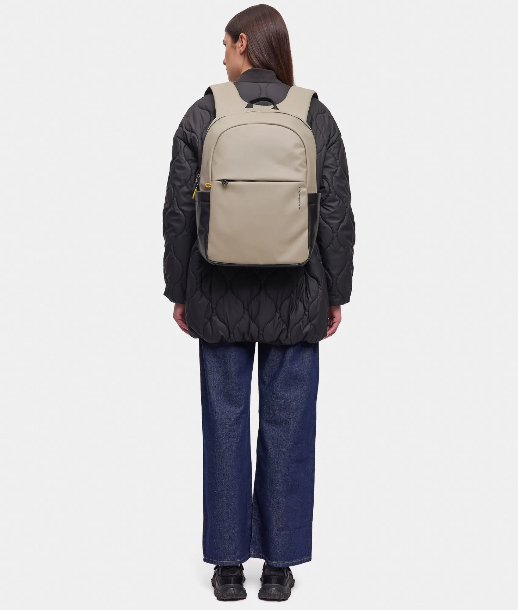 Hot Mandarina Duck ECO COATED Backpack With Padded Shoulder Straps Mud