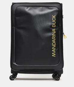 Best Mandarina Duck ECO COATED Extra-Large Expandable Soft Trolley (4 Wheels) | cm 85 X 52 X 32/35.5 Black
