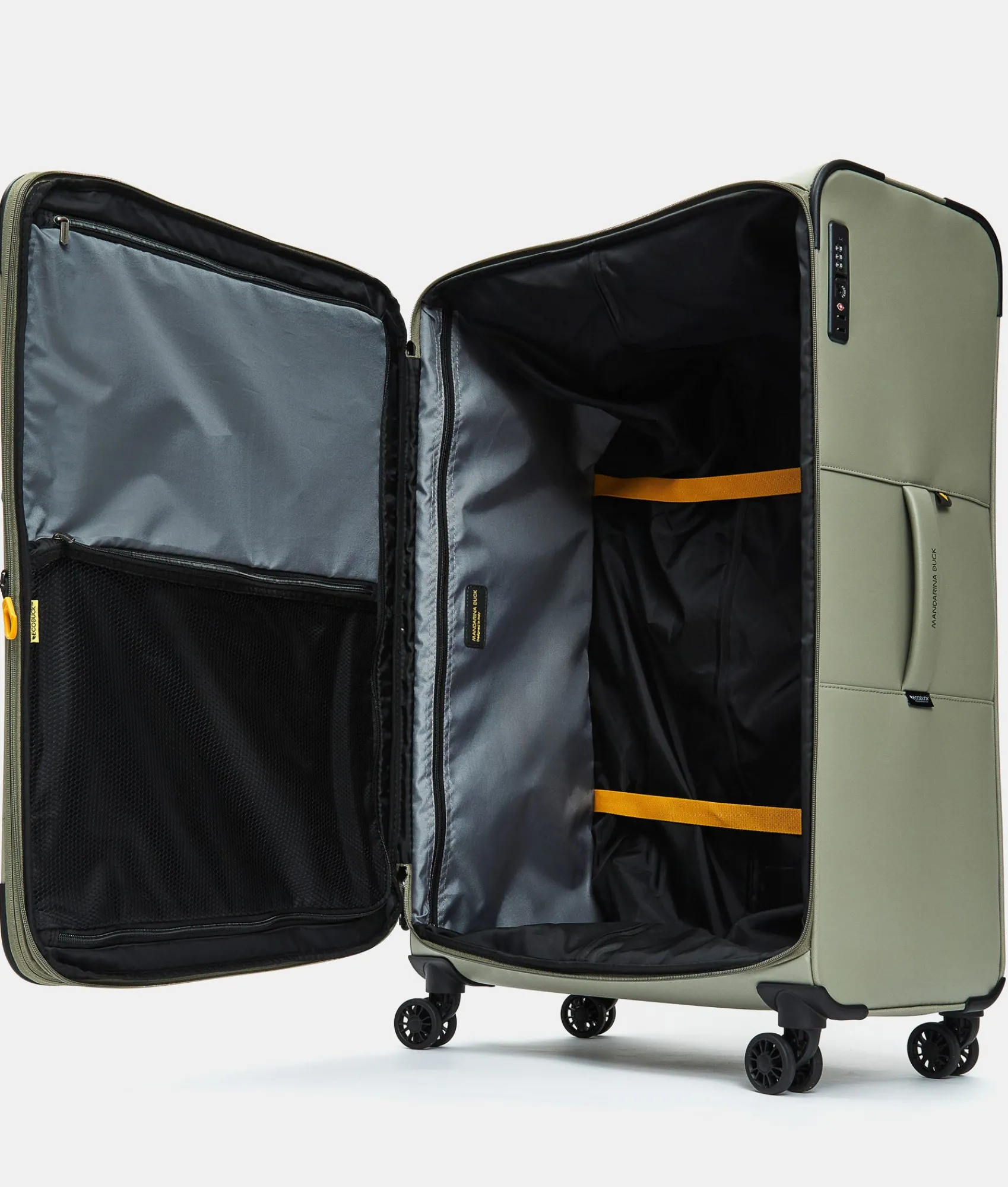 Clearance Mandarina Duck ECO COATED Extra-Large Expandable Soft Trolley (4 Wheels) | cm 85 X 52 X 32/35.5 Mud