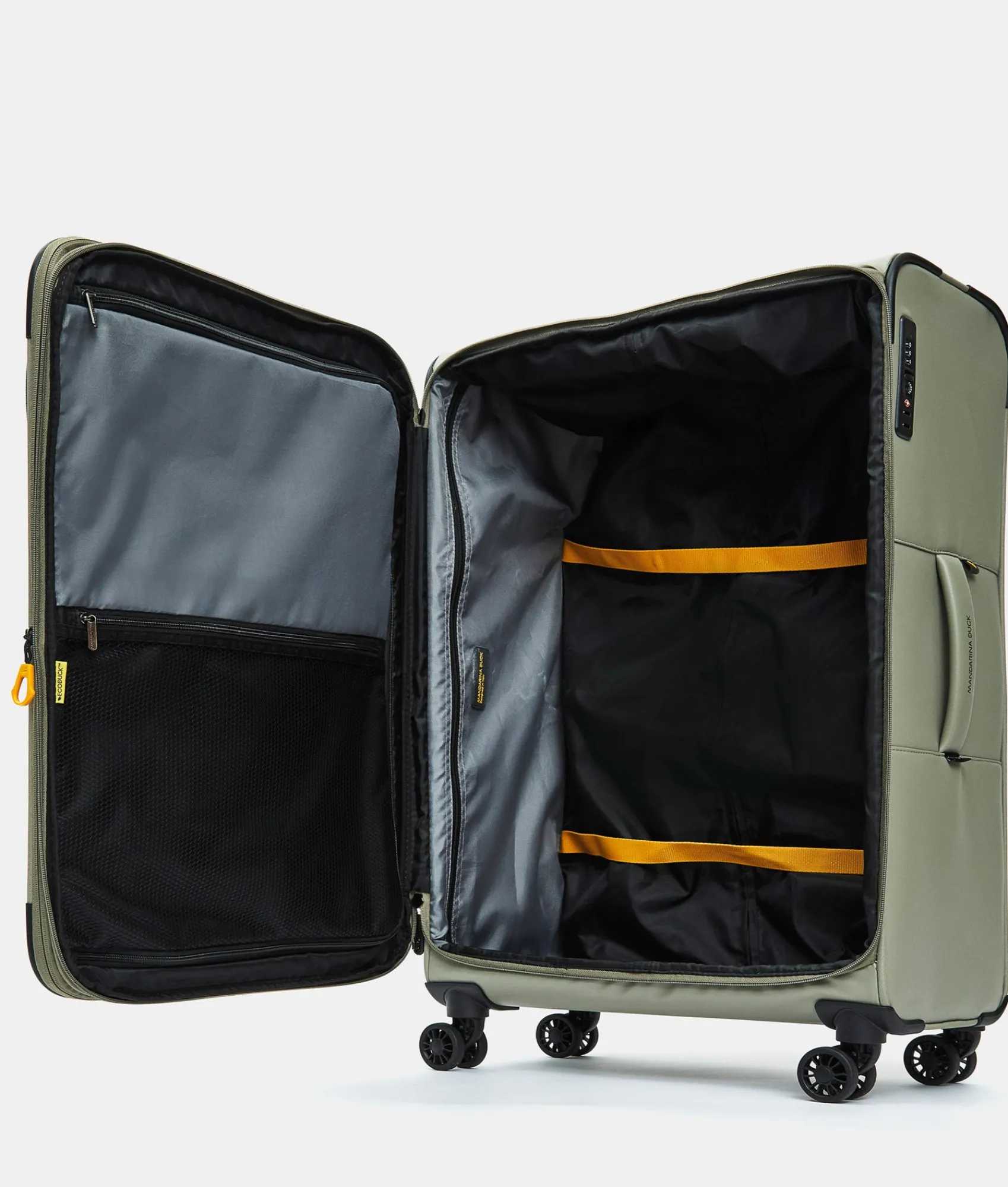 Hot Mandarina Duck ECO COATED Medium Expandable Soft Trolley (4 Wheels) | cm 67 X 43 X 26/29 Mud