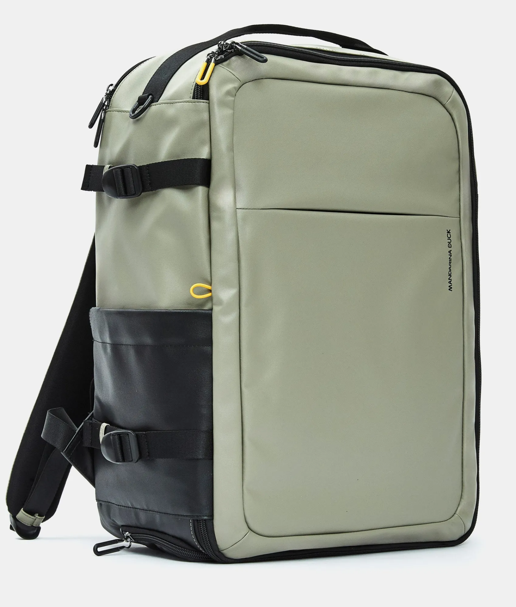 Best Mandarina Duck ECO COATED Travel Backpack With Padded Shoulder Straps Mud