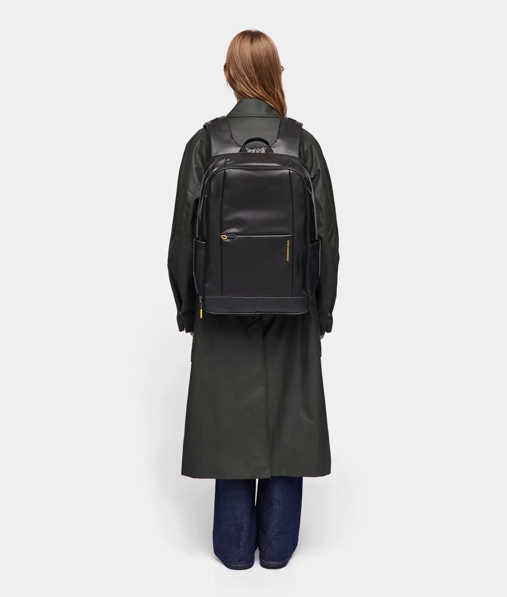 Outlet Mandarina Duck ECO COATED Travel Backpack With Padded Shoulder Straps Black
