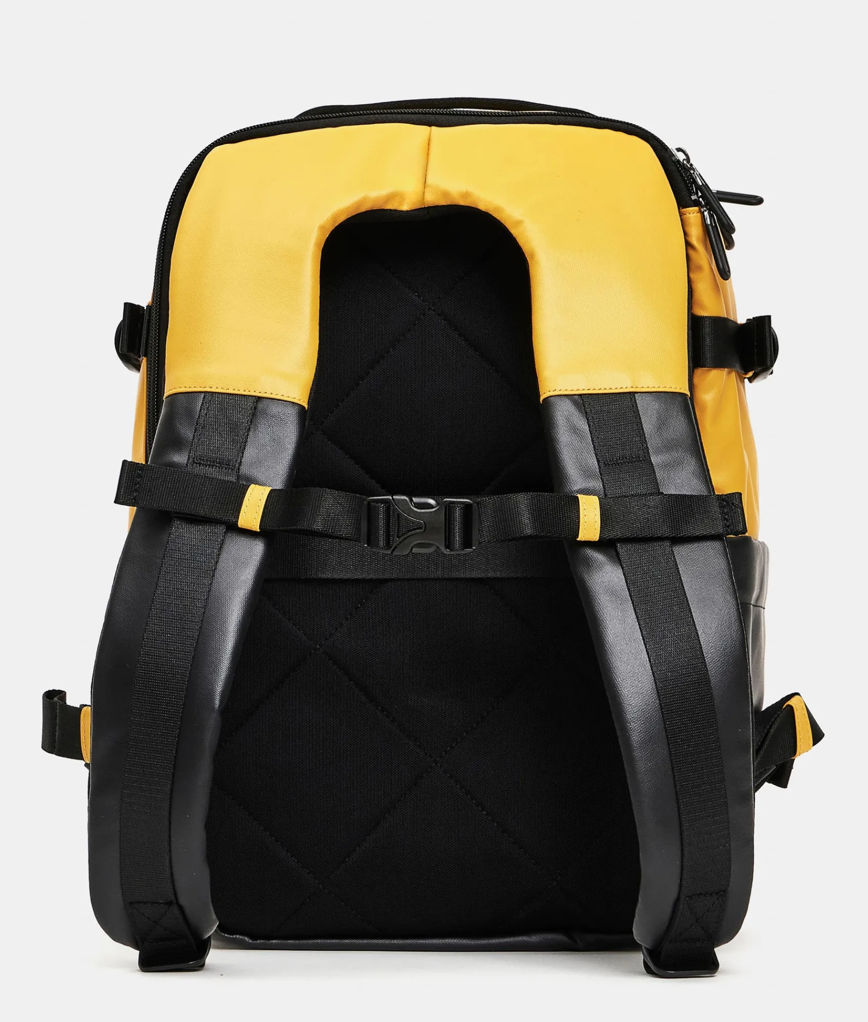 Best Mandarina Duck ECO COATED Travel Backpack With Padded Shoulder Straps DuckYellow
