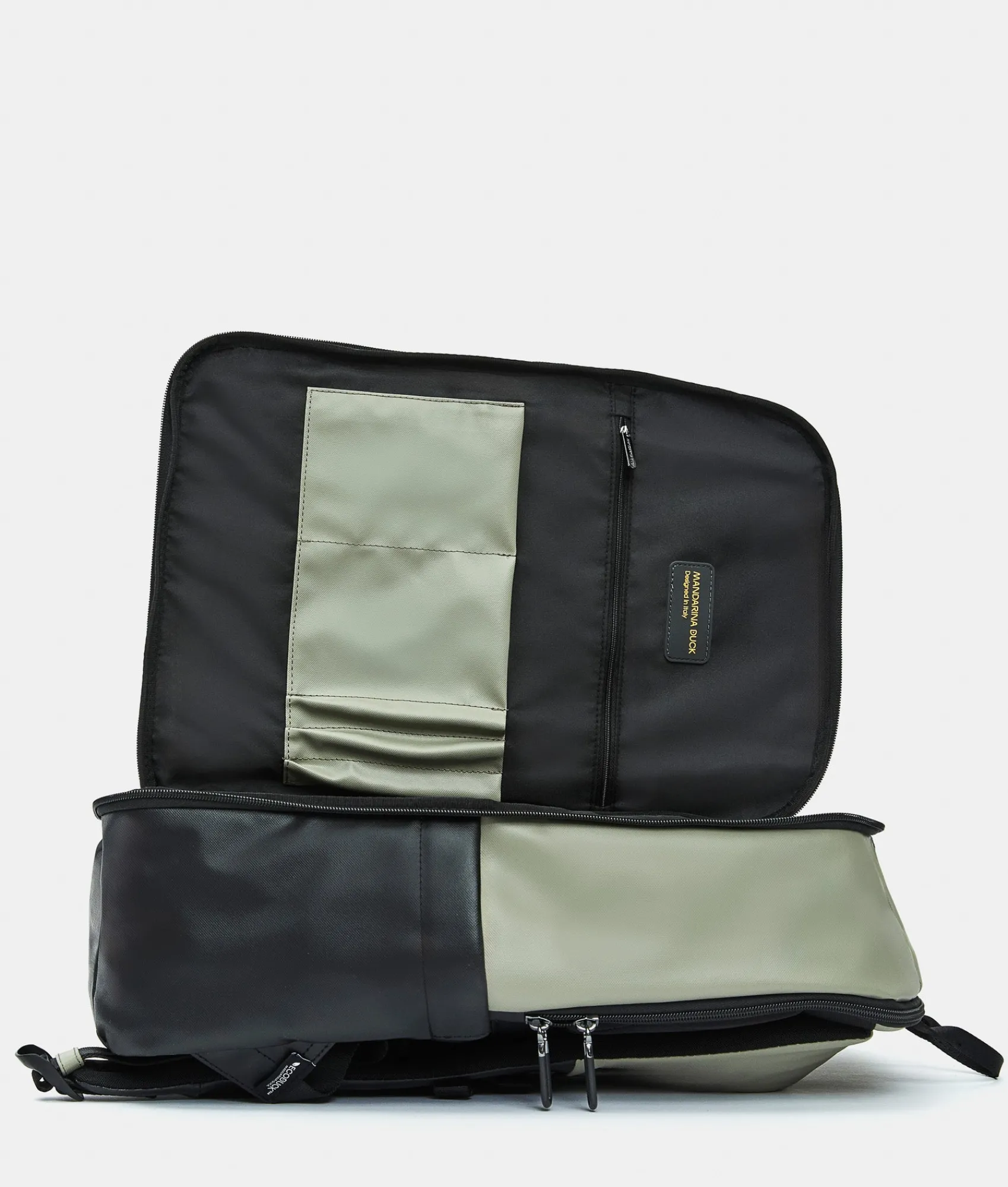 Clearance Mandarina Duck ECO COATED Travel Backpack With Padded Shoulder Straps Mud