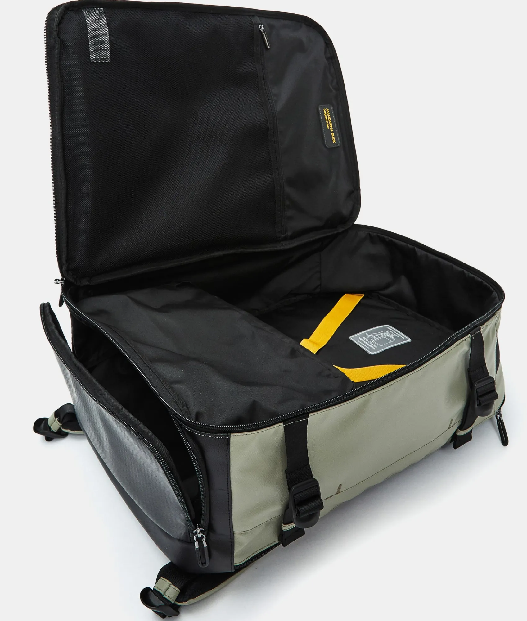 Best Mandarina Duck ECO COATED Travel Backpack With Padded Shoulder Straps Mud