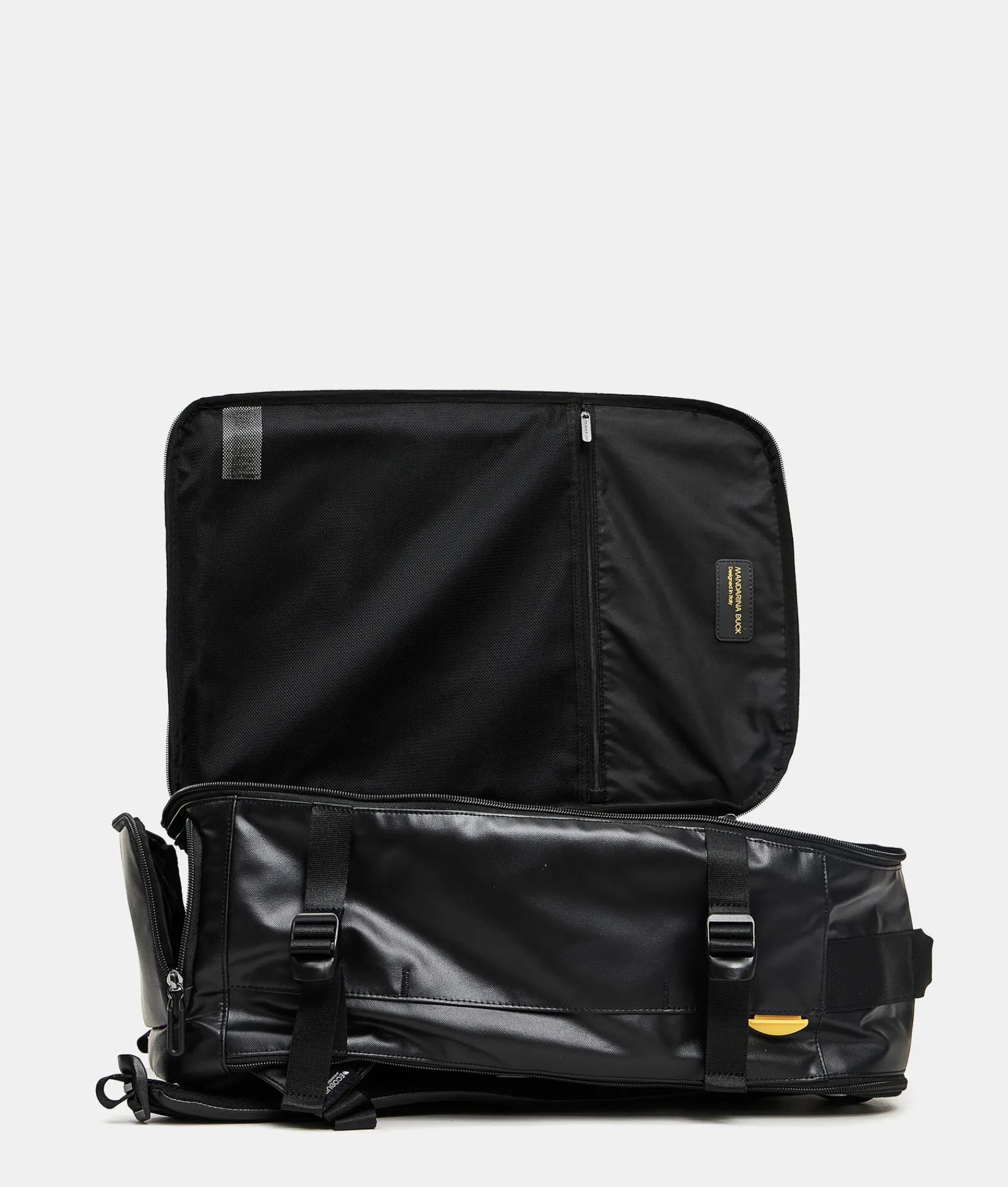 Sale Mandarina Duck ECO COATED Travel Backpack With Padded Shoulder Straps Black