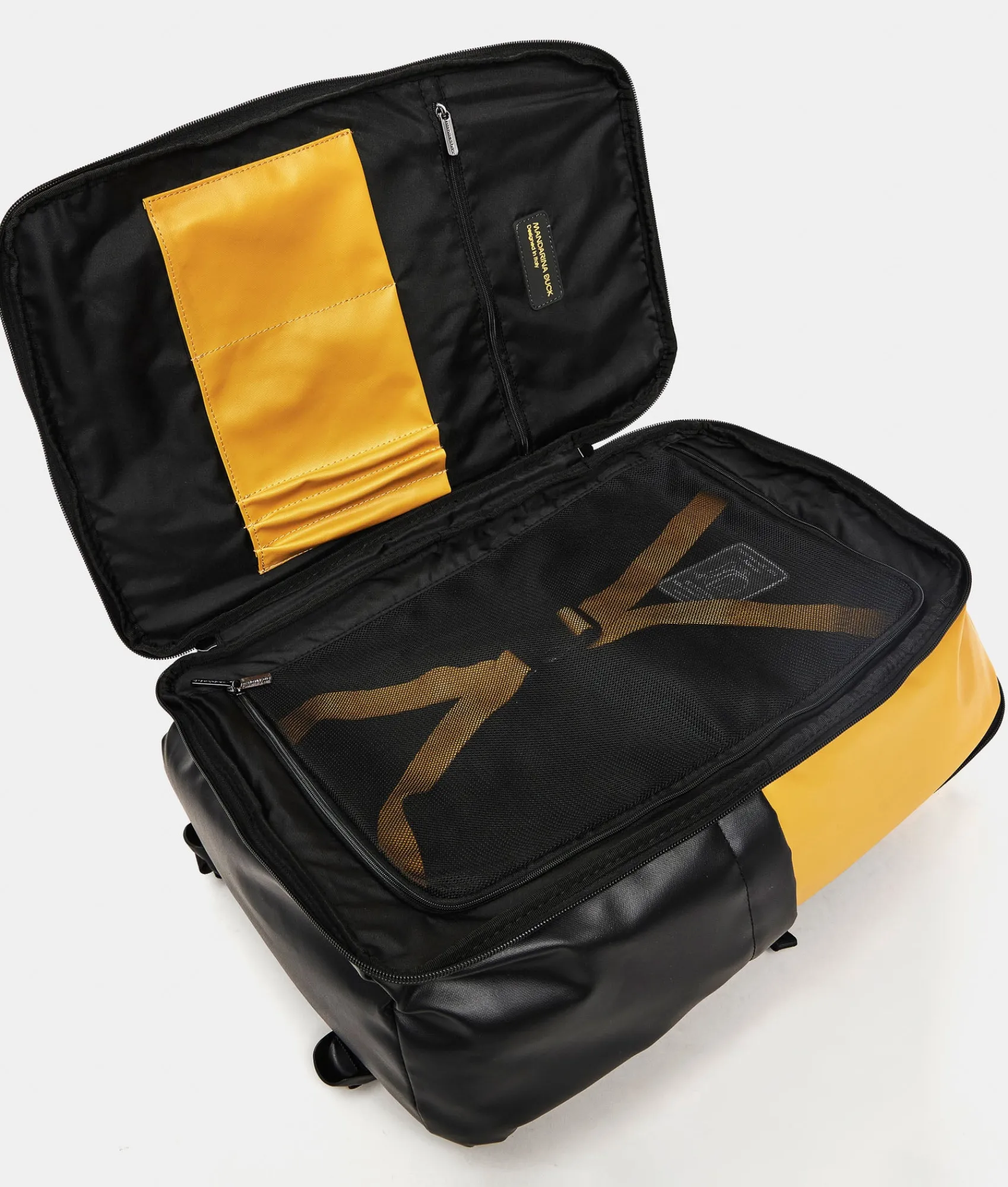 Discount Mandarina Duck ECO COATED Travel Backpack With Padded Shoulder Straps DuckYellow