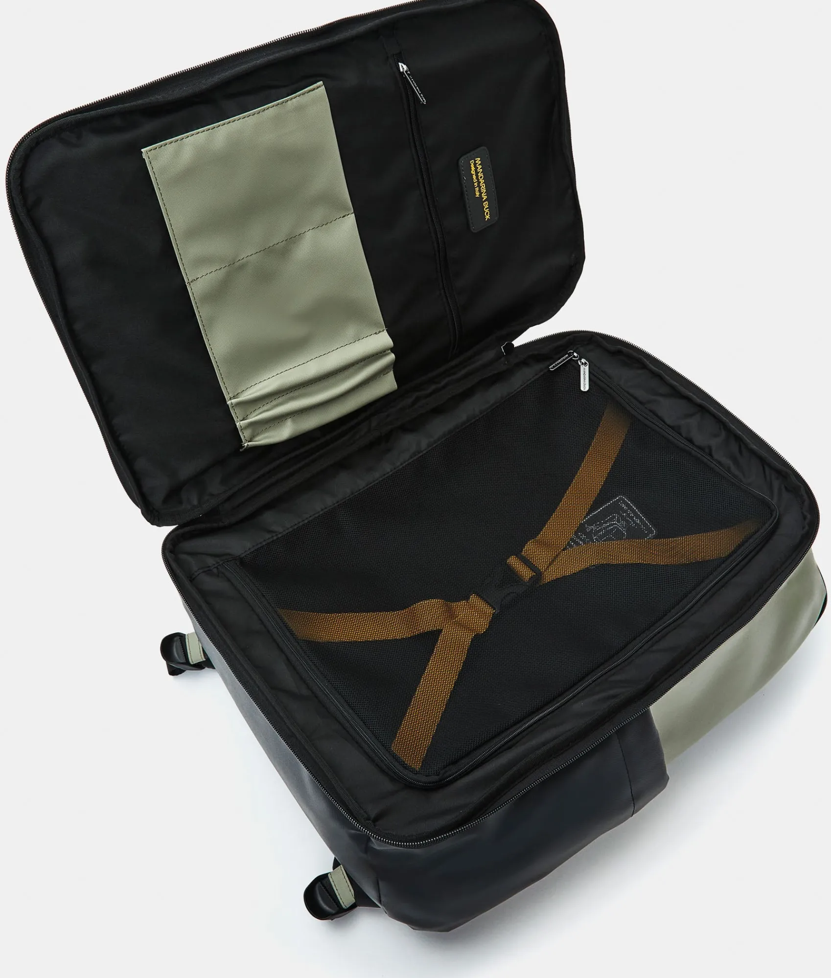 Clearance Mandarina Duck ECO COATED Travel Backpack With Padded Shoulder Straps Mud