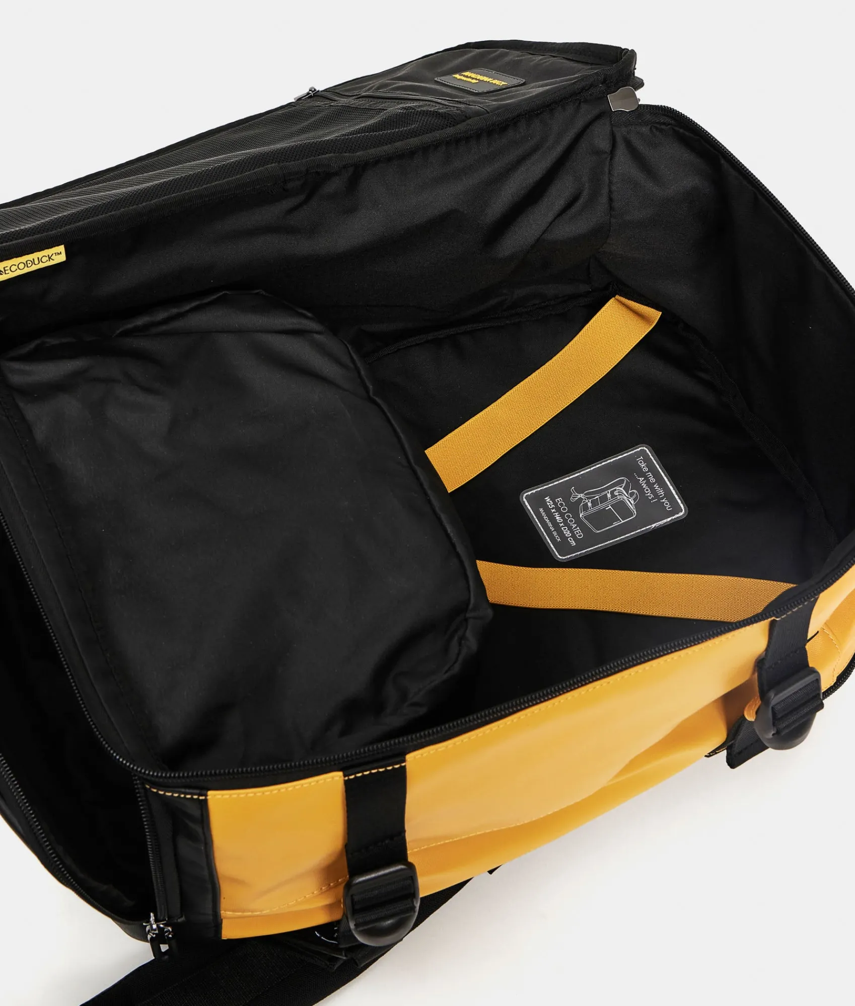 Best Mandarina Duck ECO COATED Travel Backpack With Padded Shoulder Straps DuckYellow