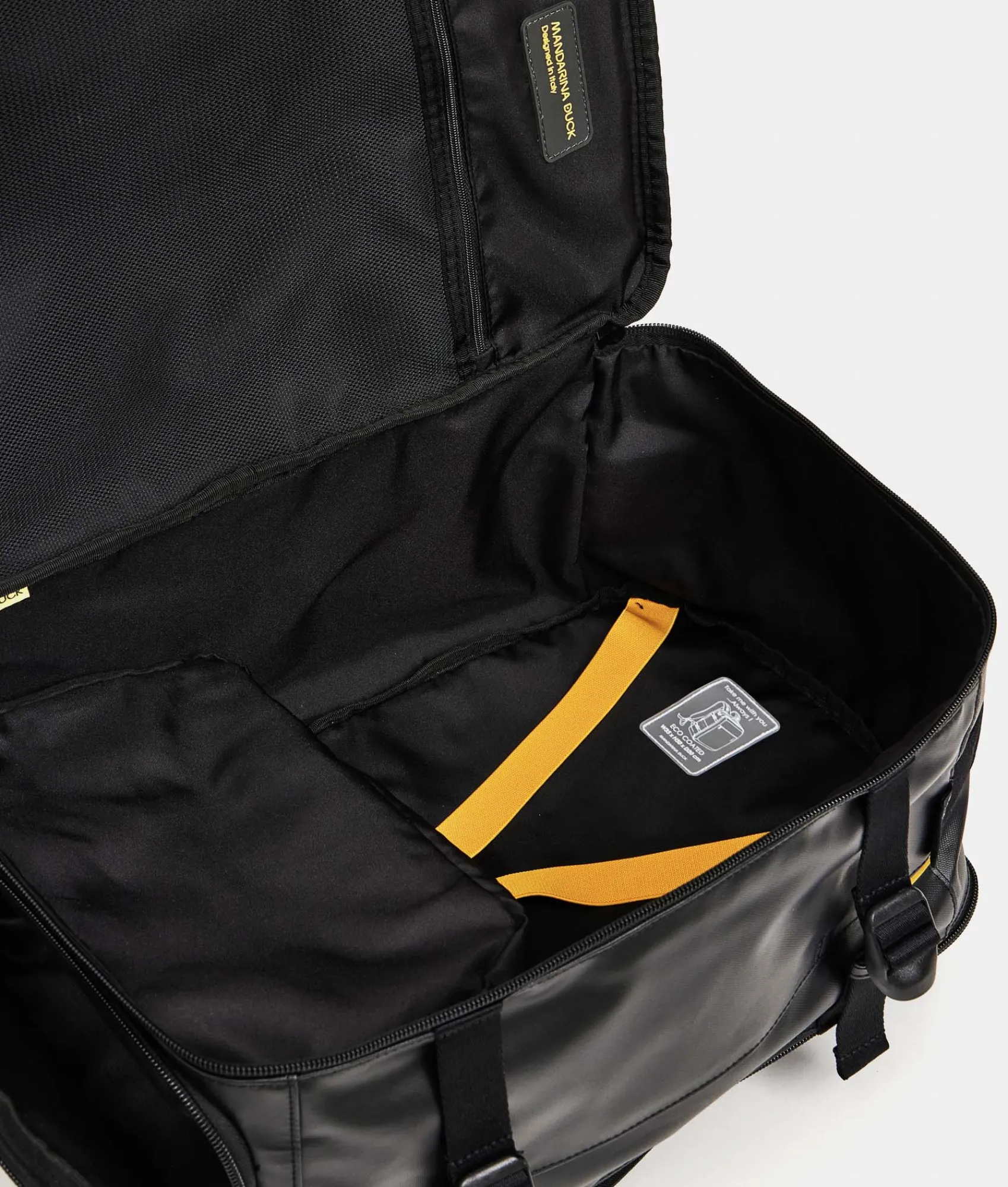 New Mandarina Duck ECO COATED Travel Backpack With Padded Shoulder Straps Black