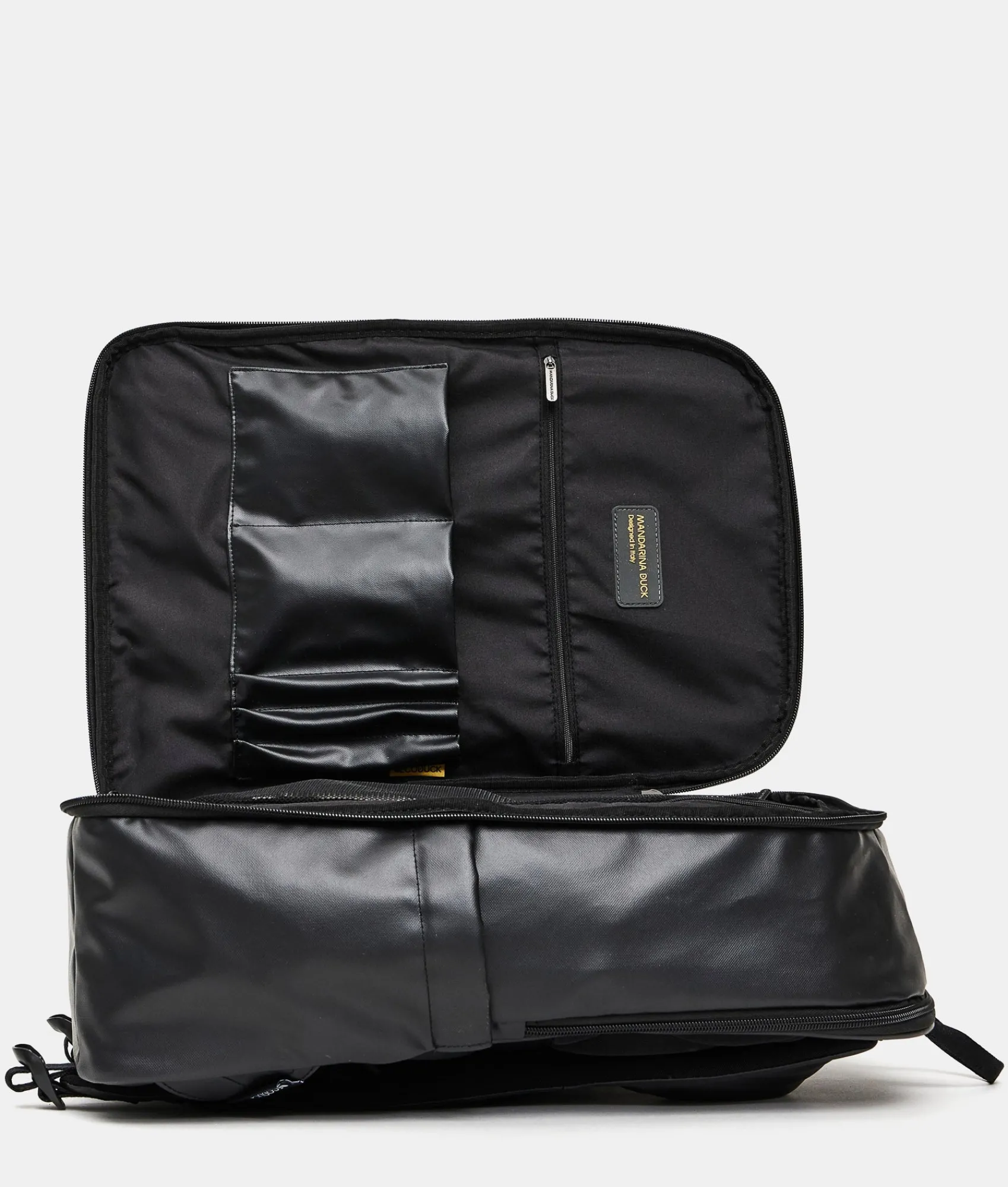 Outlet Mandarina Duck ECO COATED Travel Backpack With Padded Shoulder Straps Black
