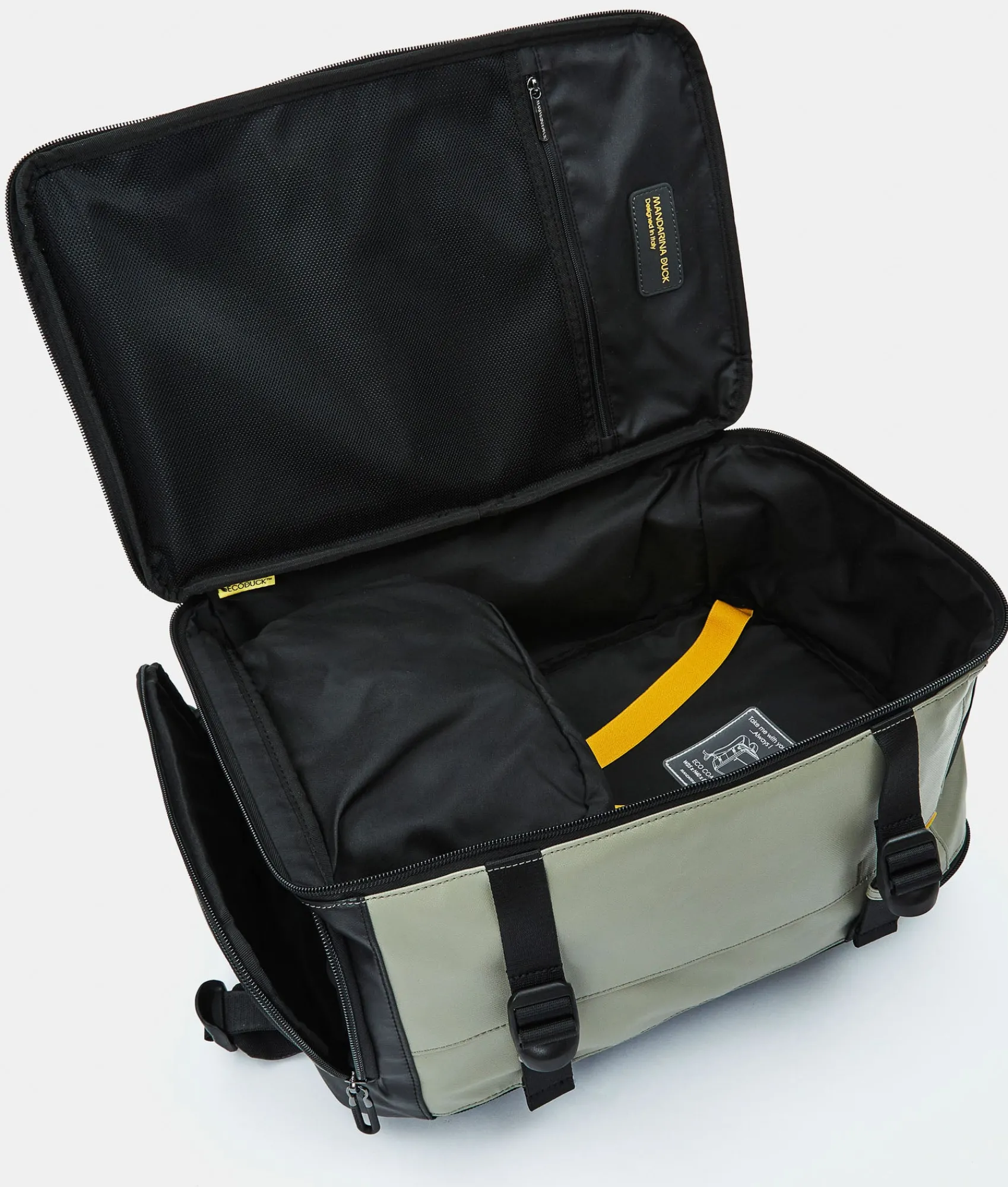 Online Mandarina Duck ECO COATED Travel Backpack With Padded Shoulder Straps Mud