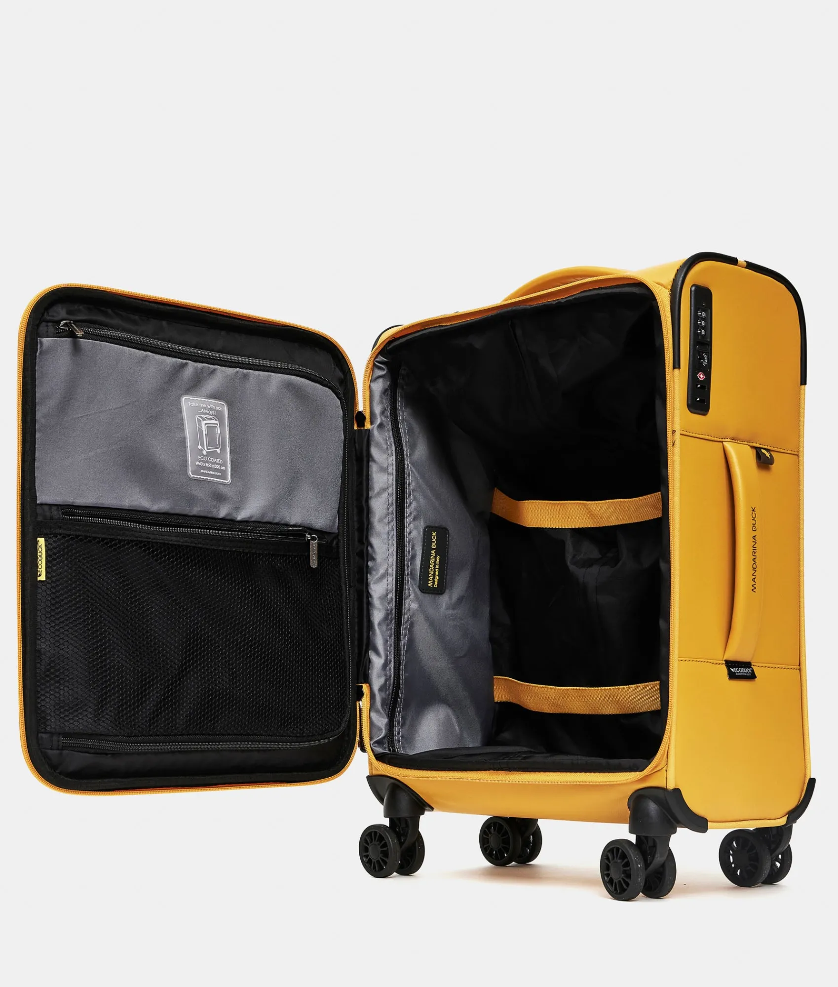 Clearance Mandarina Duck ECO COATED Trolley Soft Cabin (4 Wheels) | cm 55 X 40 X 20 DuckYellow