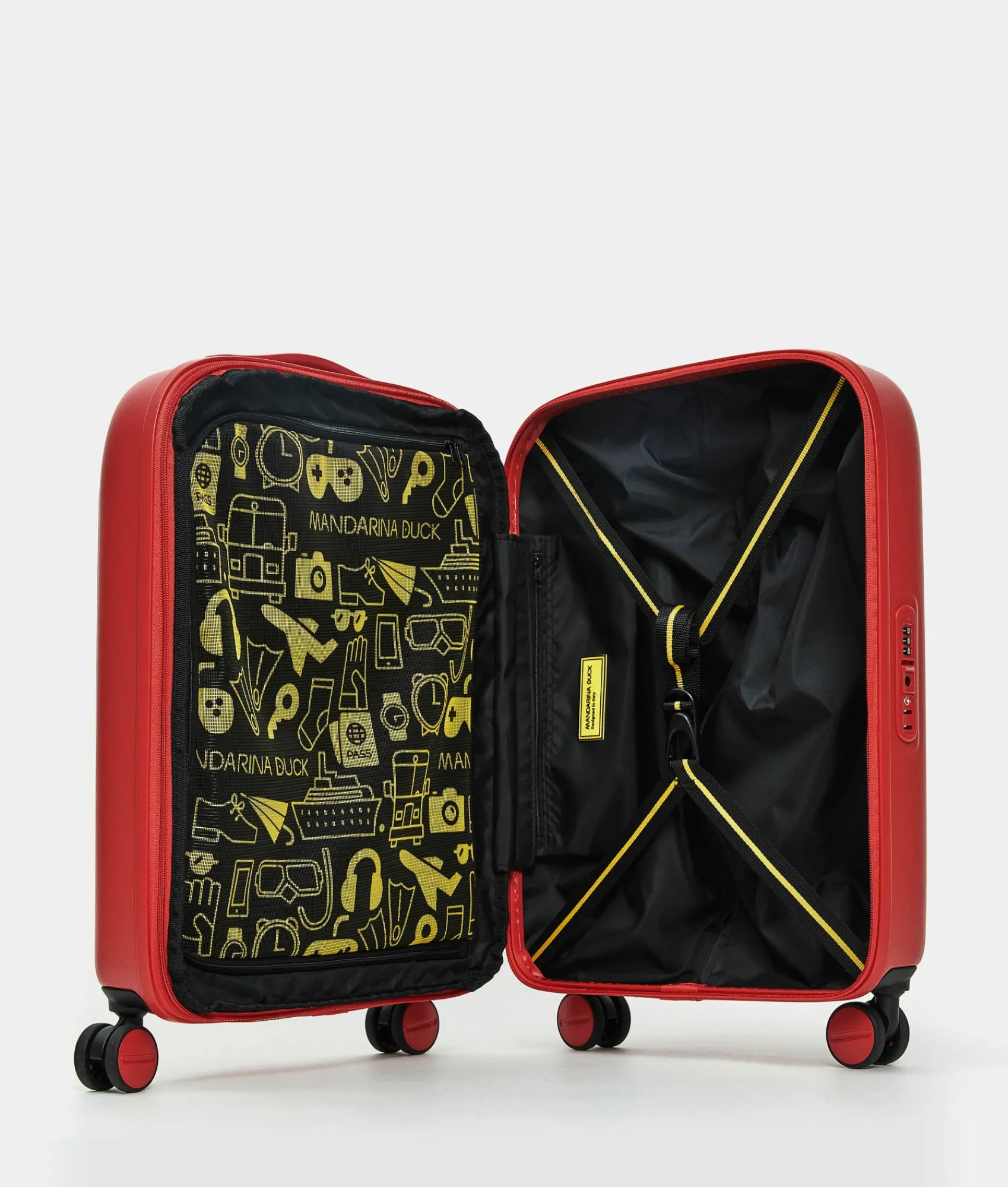 New Mandarina Duck LOGODUCK+ Expandable Cabin Hard Trolley (4 Wheels) | cm 55X40X20/23 CherryTomato