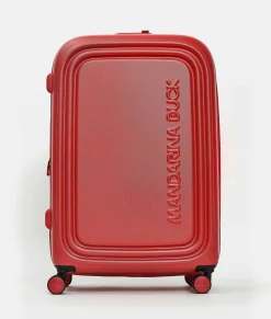 Clearance Mandarina Duck LOGODUCK+ Expandable Large Trolley (4 Wheels) | cm 75X49X31 CherryTomato