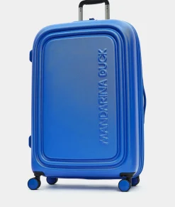 Clearance Mandarina Duck LOGODUCK+ Expandable Large Trolley (4 Wheels) | cm 75X49X31 ElectricBlue