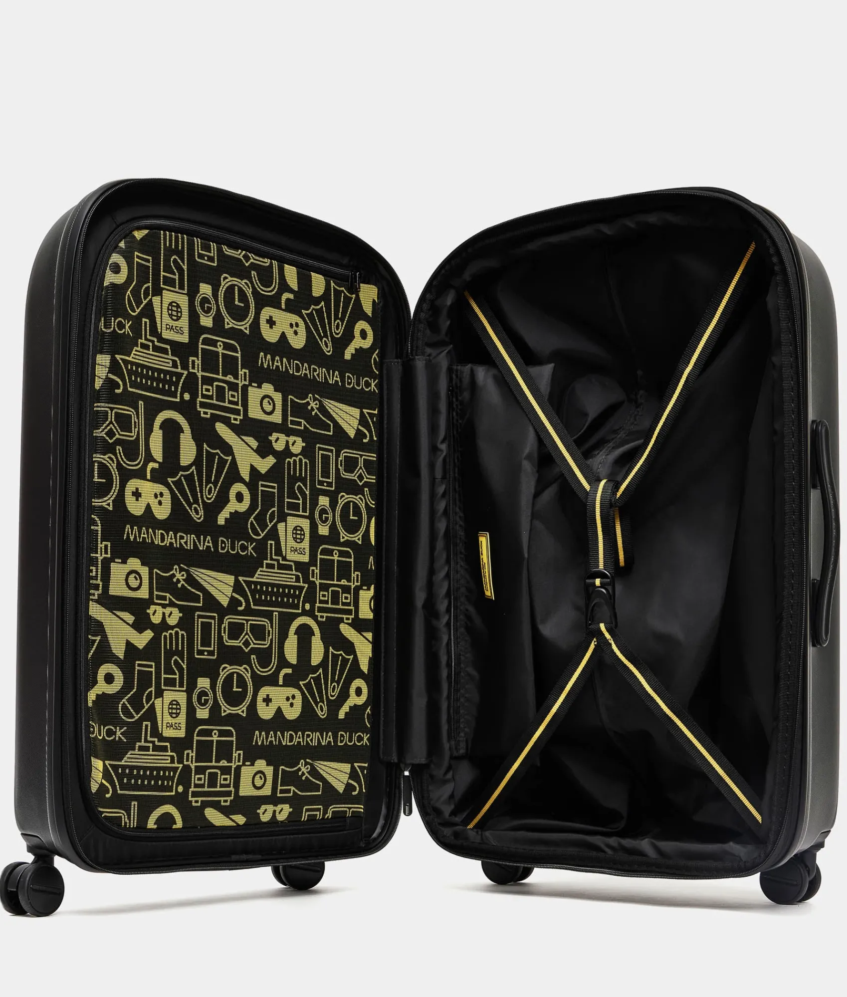 New Mandarina Duck LOGODUCK+ Medium Expandable Trolley (4 Wheels) | cm 69 X 45 X 32/35 Black