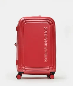 Clearance Mandarina Duck LOGODUCK+ METAL Medium Expandable Trolley (4 Wheels) | cm 69 X 45 X 32/35 Raspberry