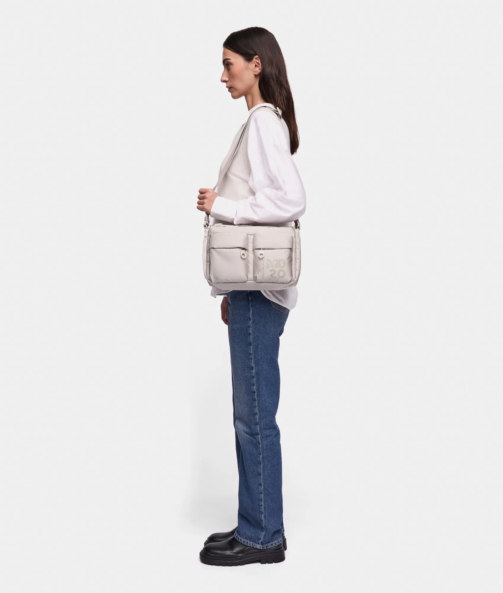 Best Mandarina Duck MD20 BALLOON Shoulder Bag With Pockets SageGray