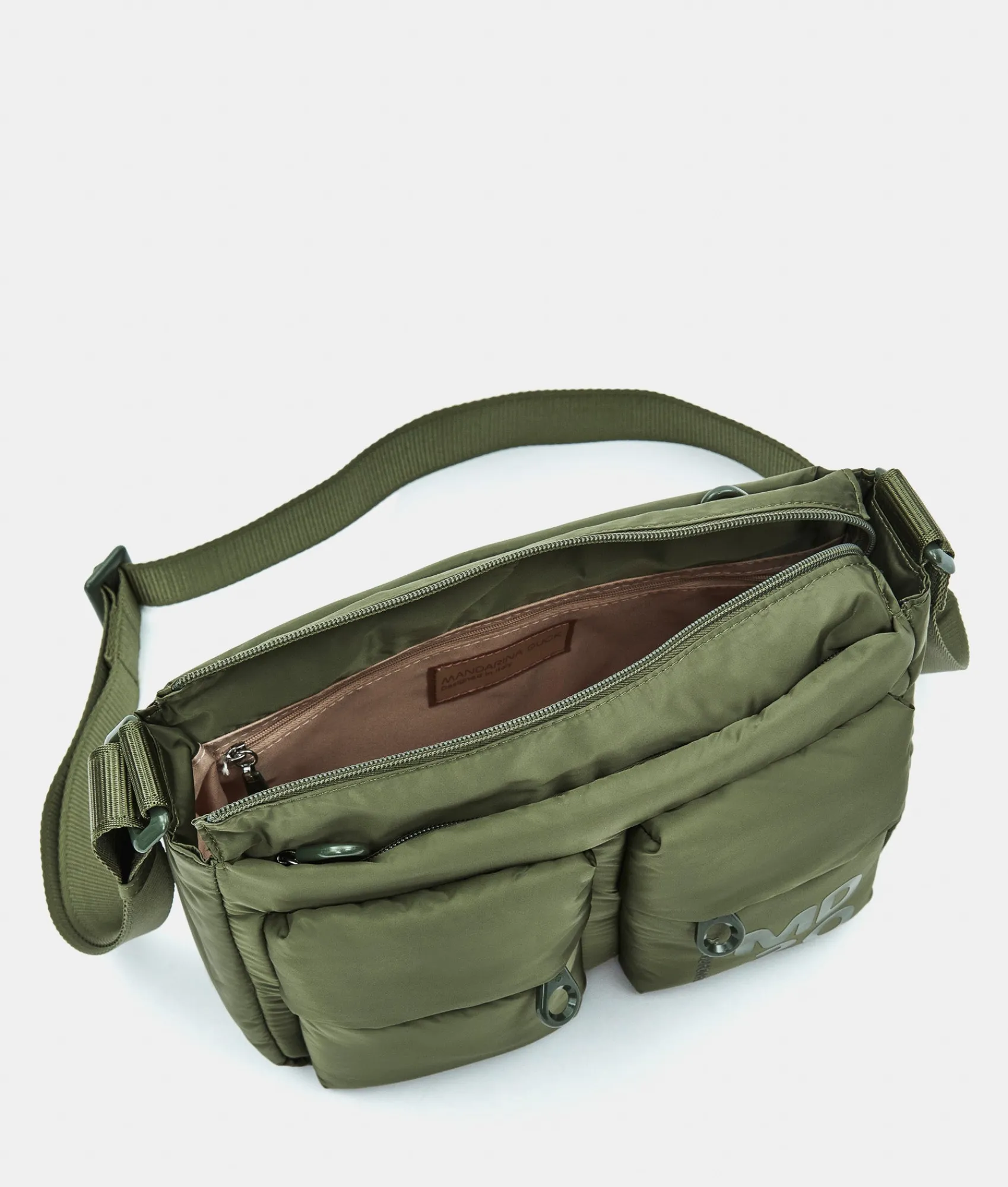 Outlet Mandarina Duck MD20 BALLOON Shoulder Bag With Pockets MilitaryGreen