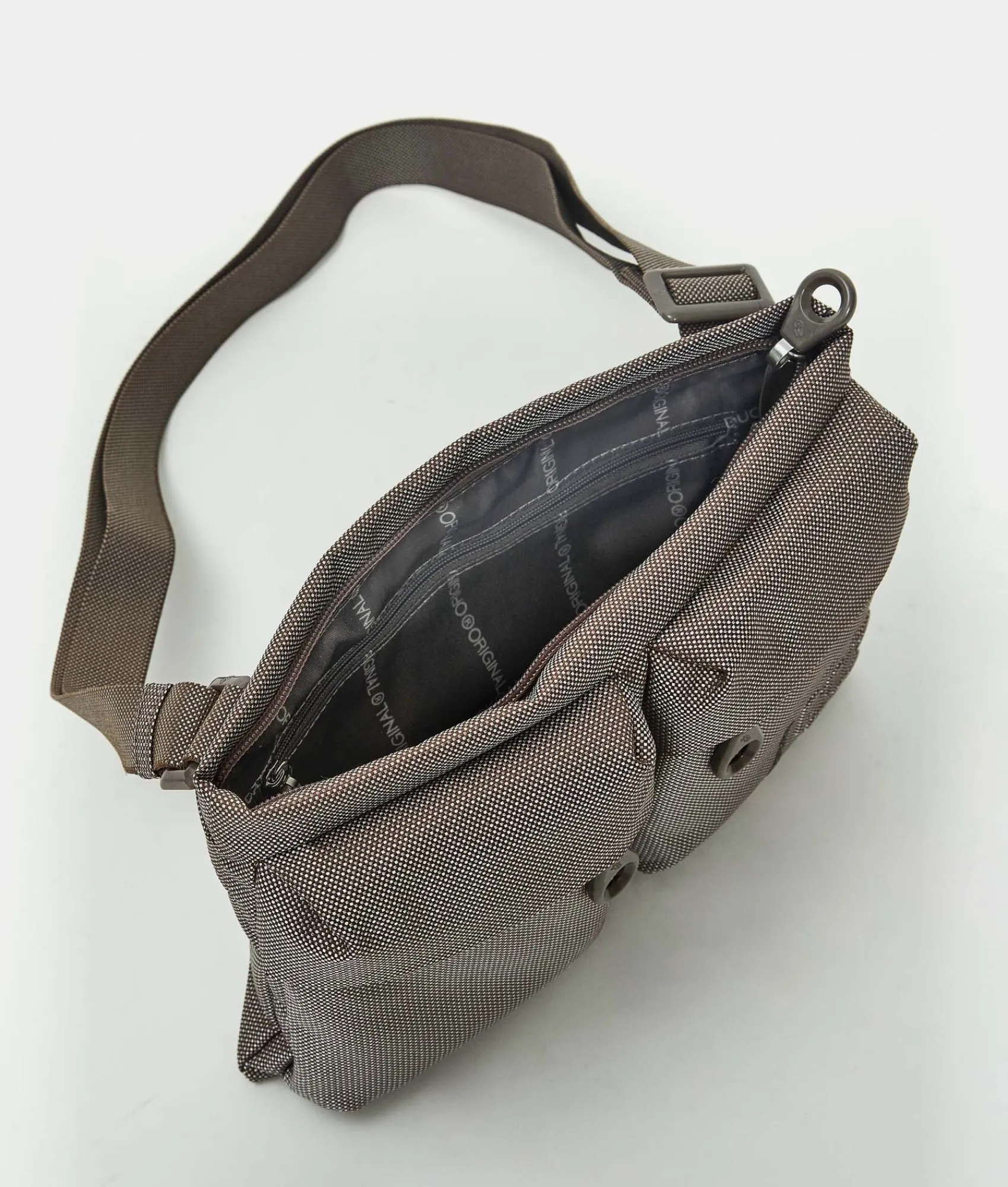 Best Mandarina Duck MD20 Double Pocket Flat Crossbody Bag Taupe