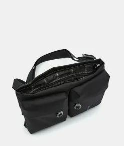 Hot Mandarina Duck MD20 Double Pocket Flat Crossbody Bag Black