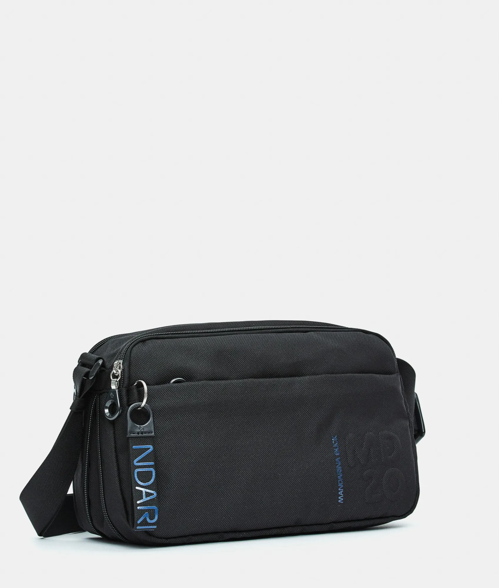 New Mandarina Duck MD20 Expandable Double Zip Crossbody Bag Black