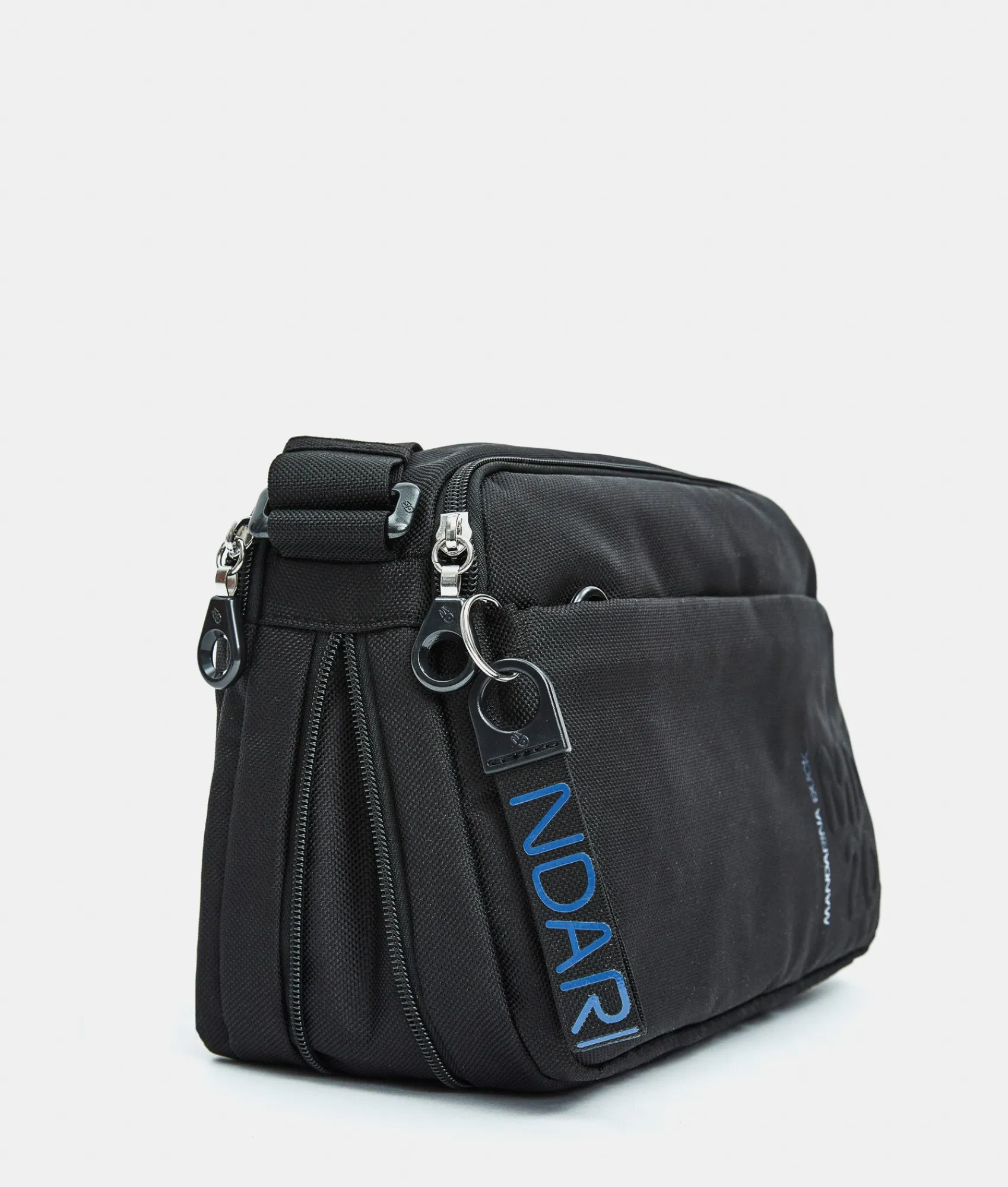 New Mandarina Duck MD20 Expandable Double Zip Crossbody Bag Black