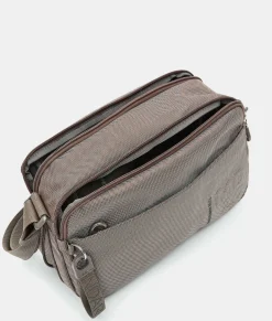 New Mandarina Duck MD20 Expandable Double Zip Crossbody Bag Taupe