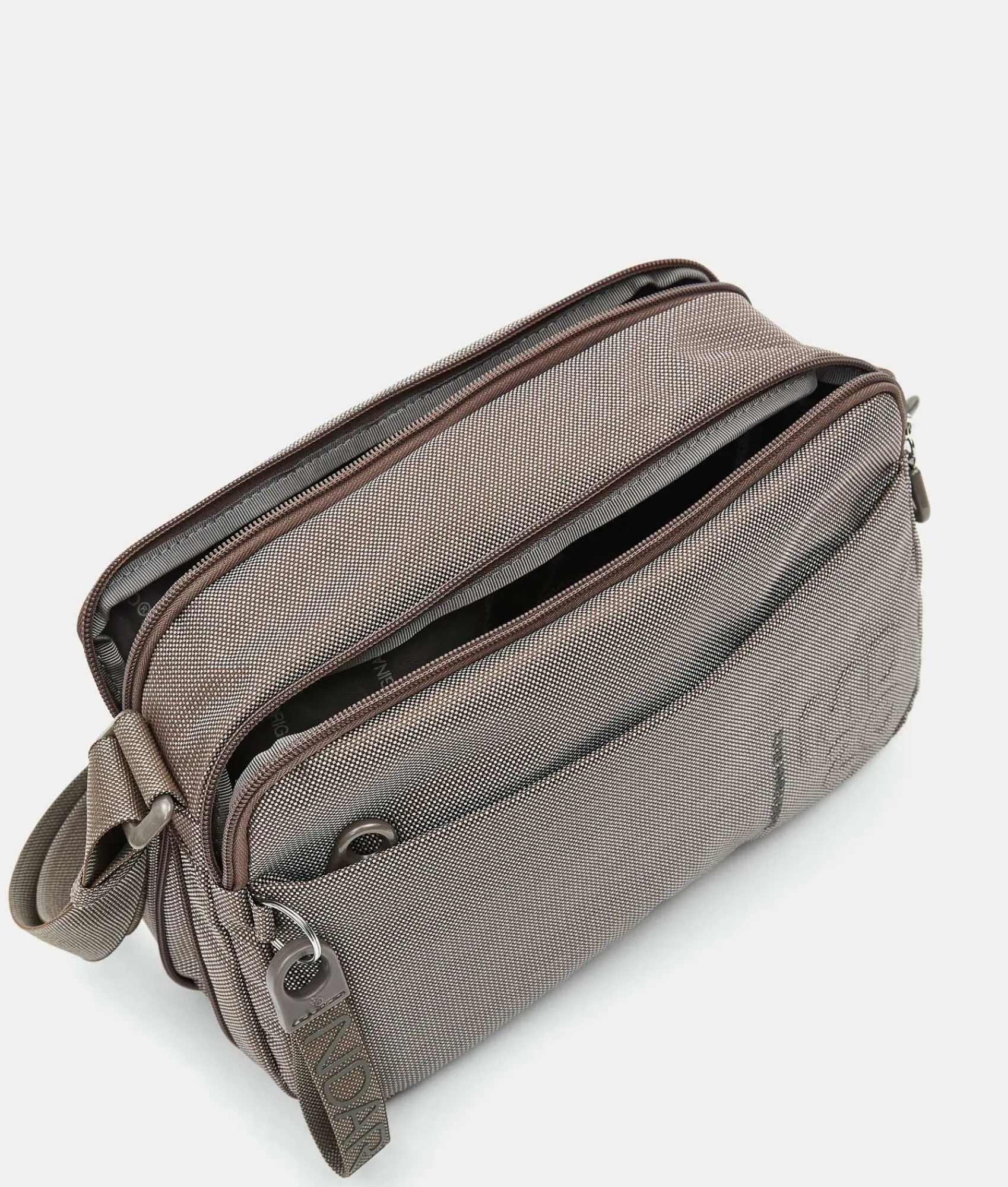 New Mandarina Duck MD20 Expandable Double Zip Crossbody Bag Taupe