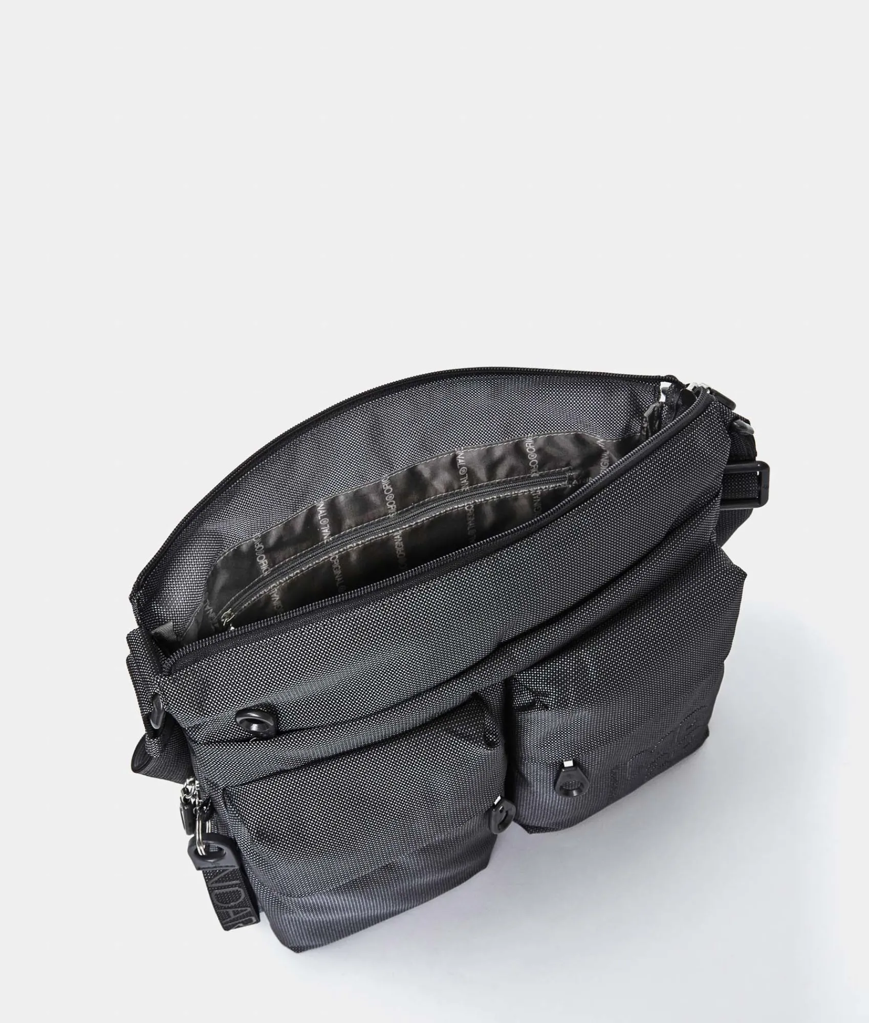Hot Mandarina Duck MD20 Large .Expandable Crossbody Bag Steel