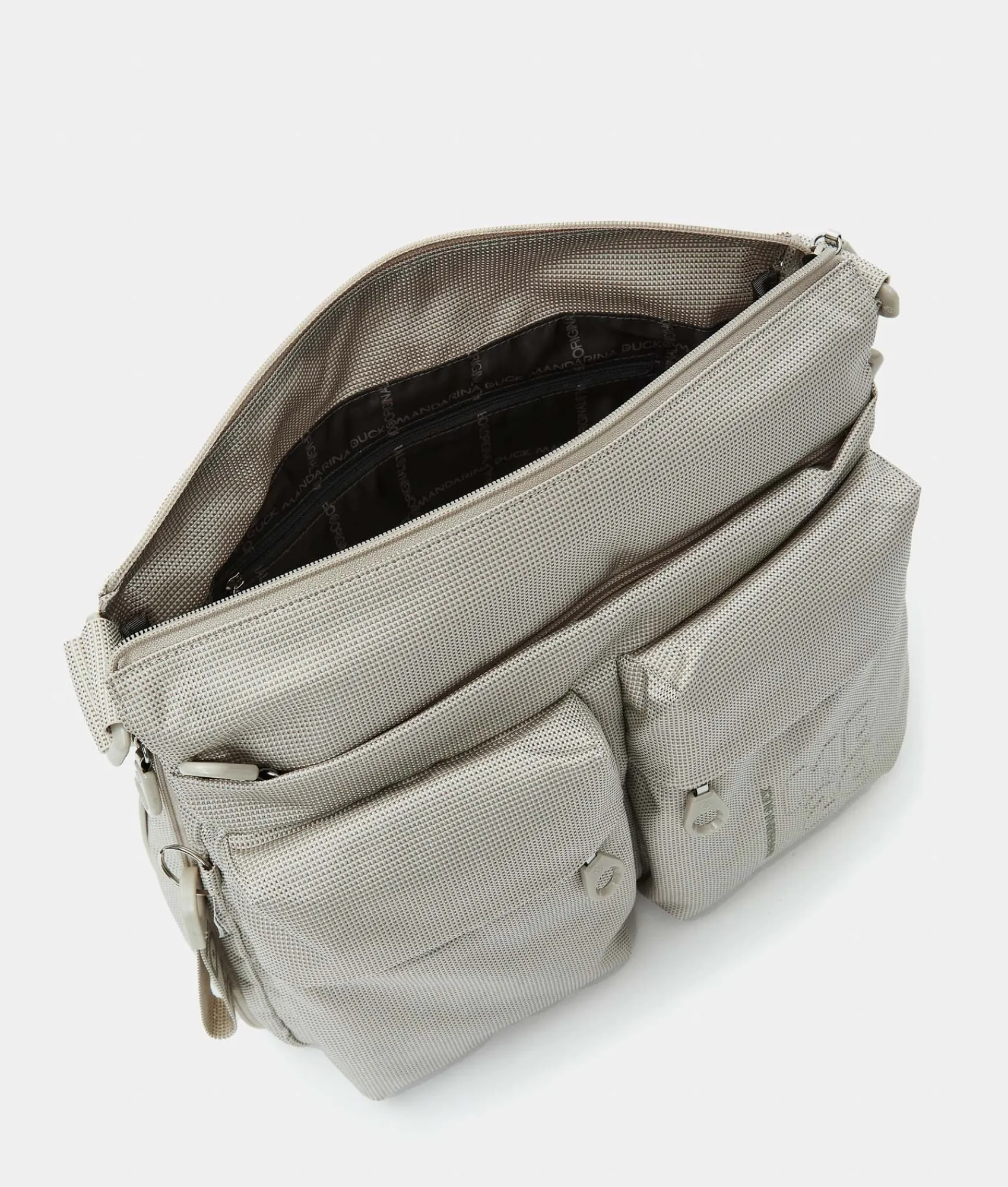 Clearance Mandarina Duck MD20 Large .Expandable Crossbody Bag WhitecapGrey