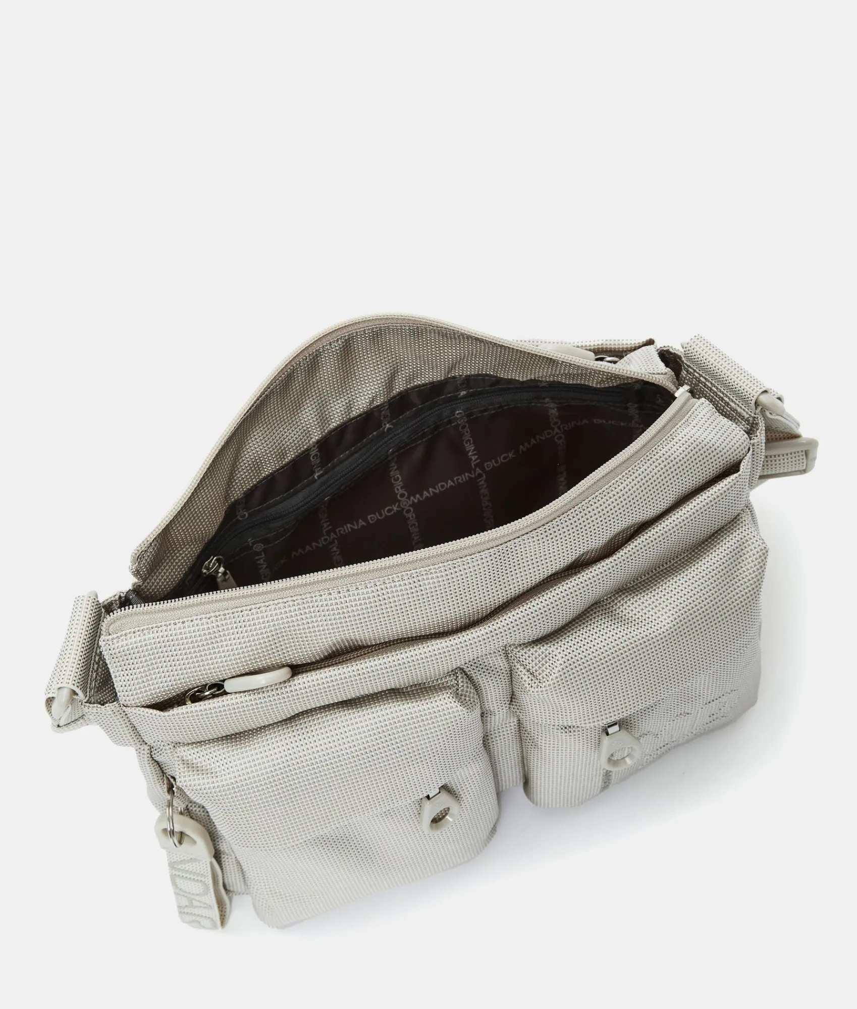 Outlet Mandarina Duck MD20 Multipockets Crossbody Bag WhitecapGrey