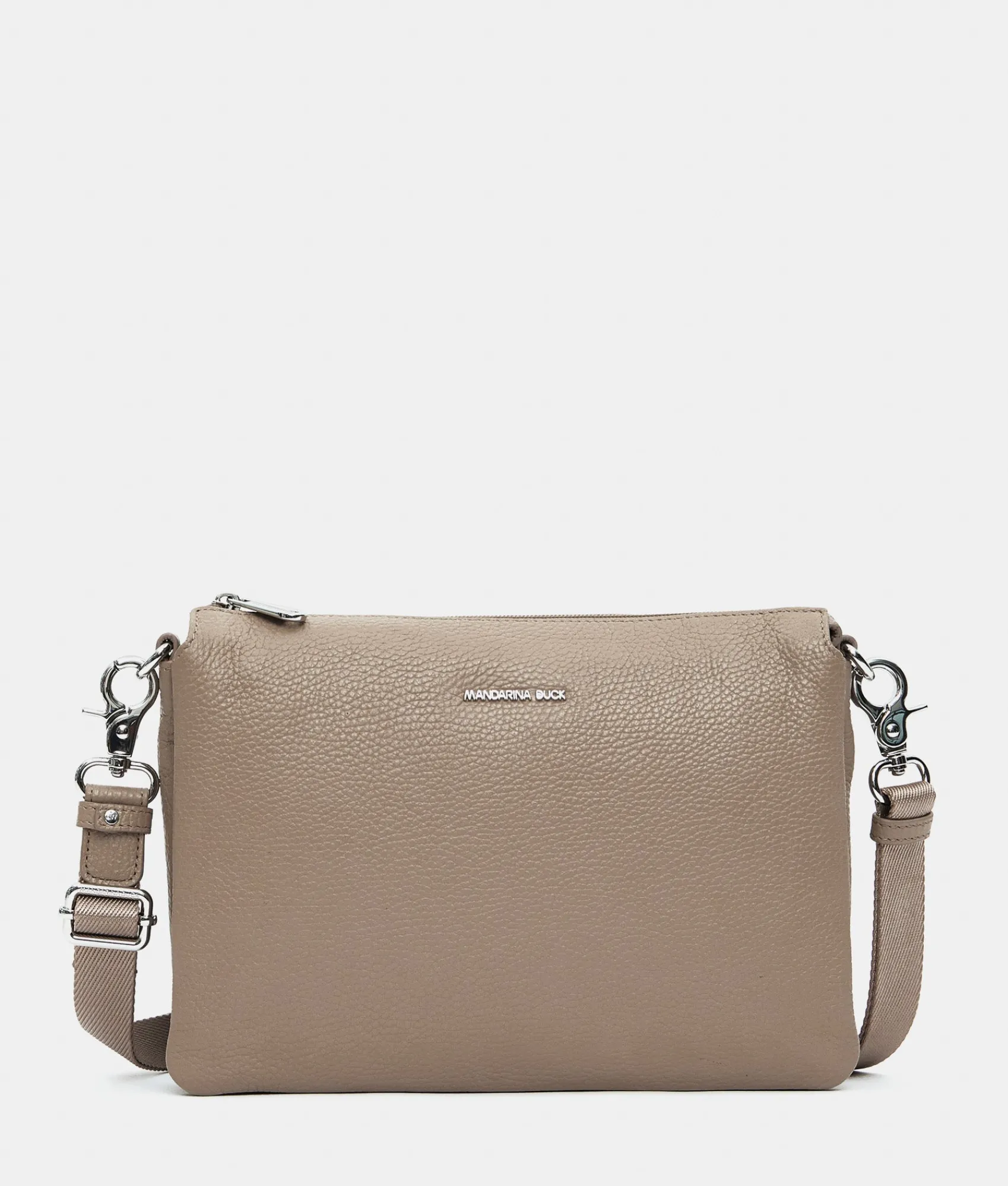 Best Mandarina Duck MELLOW LEATHER Large Triple Pochette WarmTaupe