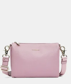 Outlet Mandarina Duck MELLOW LEATHER Large Triple Pochette LilacRose