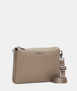 Best Mandarina Duck MELLOW LEATHER Large Triple Pochette WarmTaupe