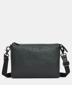Outlet Mandarina Duck MELLOW LEATHER Large Triple Pochette Nero