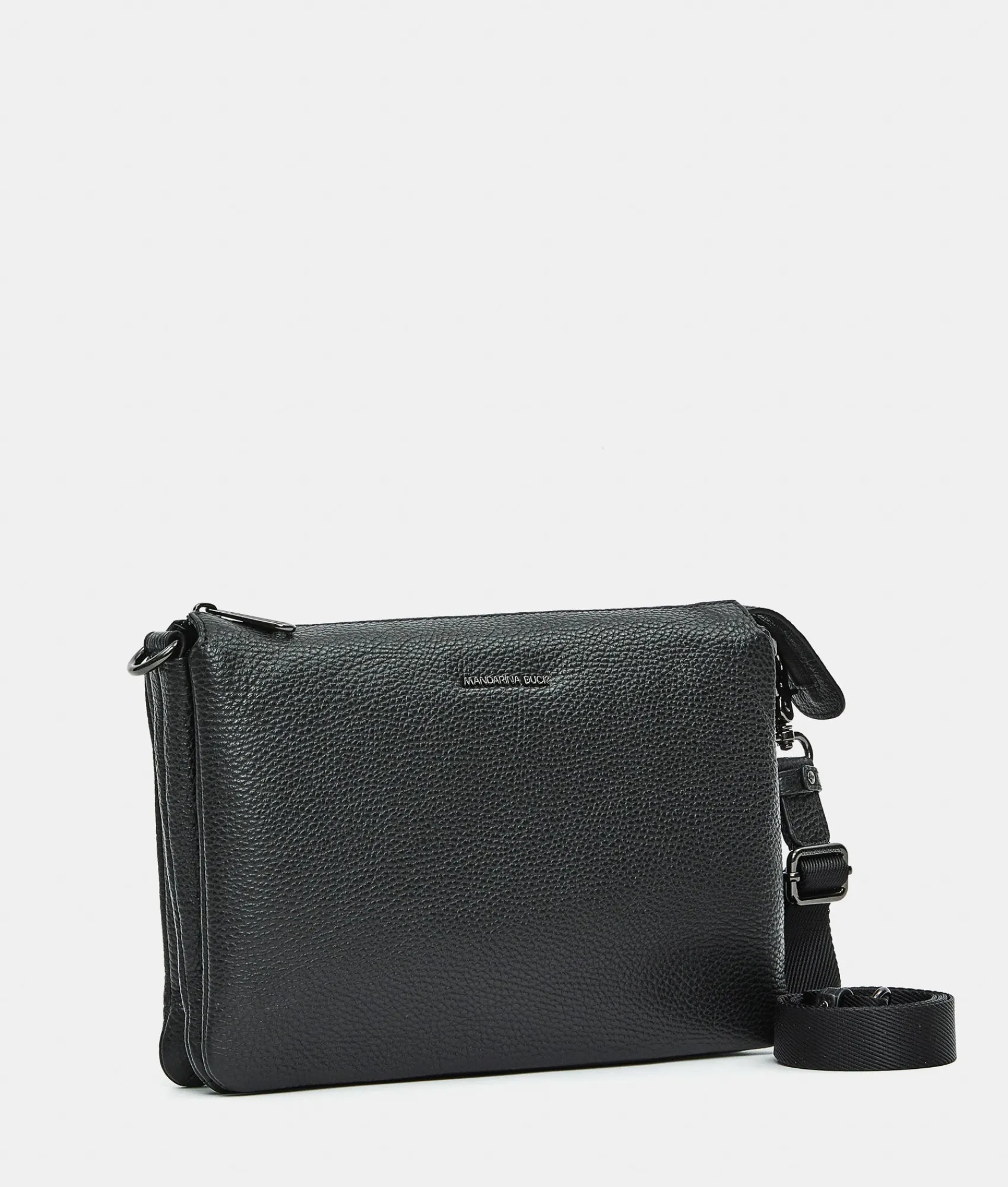 Outlet Mandarina Duck MELLOW LEATHER Large Triple Pochette Nero