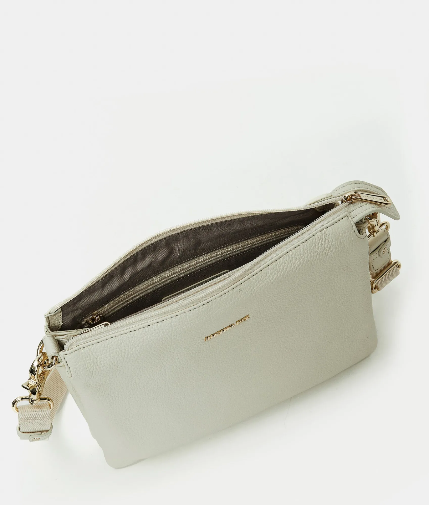 Online Mandarina Duck MELLOW LEATHER Large Triple Pochette Almond