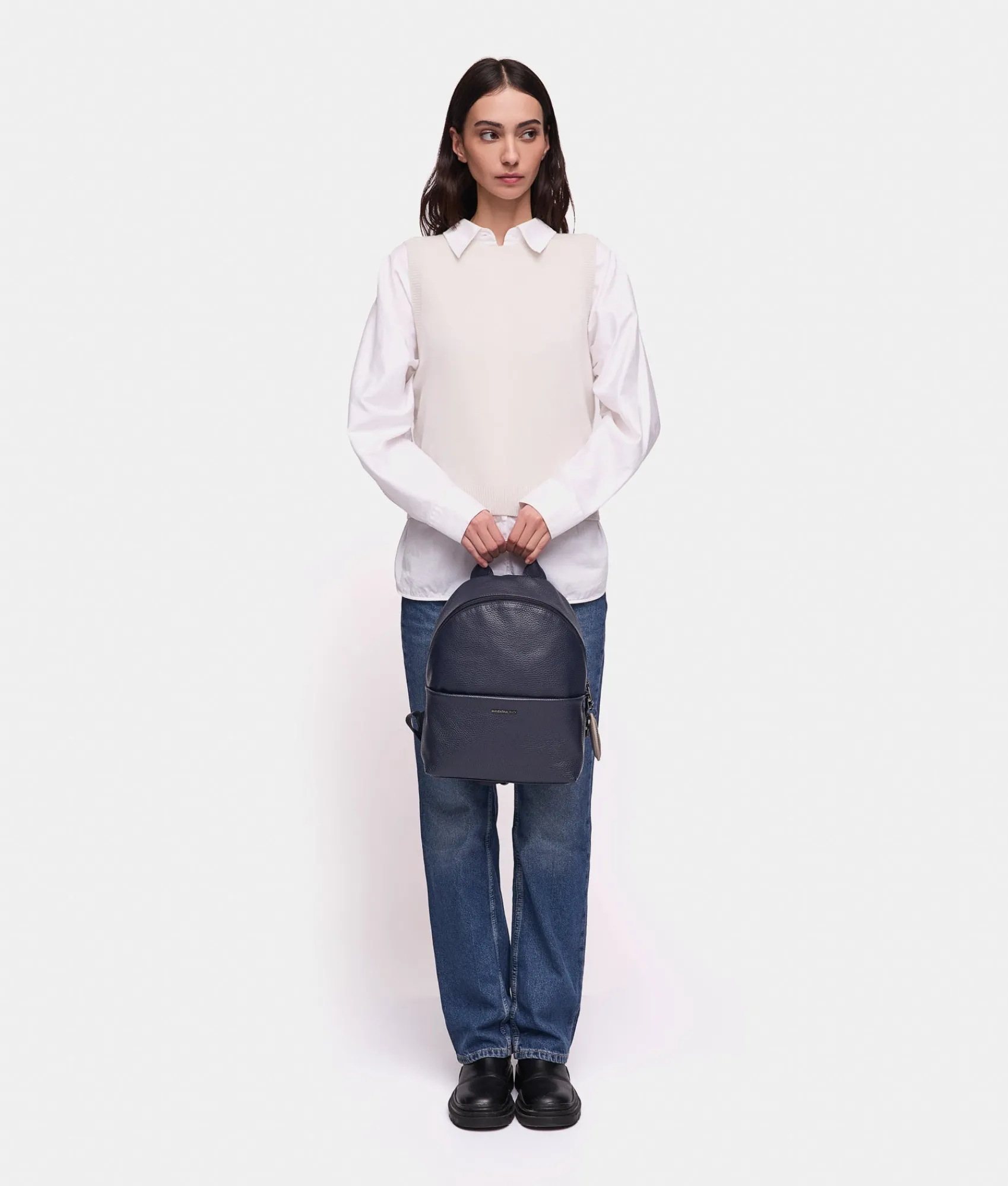 Discount Mandarina Duck MELLOW LEATHER Medium Backpack DressBlue