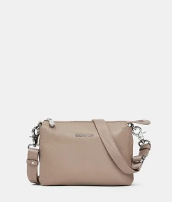 Sale Mandarina Duck MELLOW LEATHER Small Crossbody Bag WarmTaupe