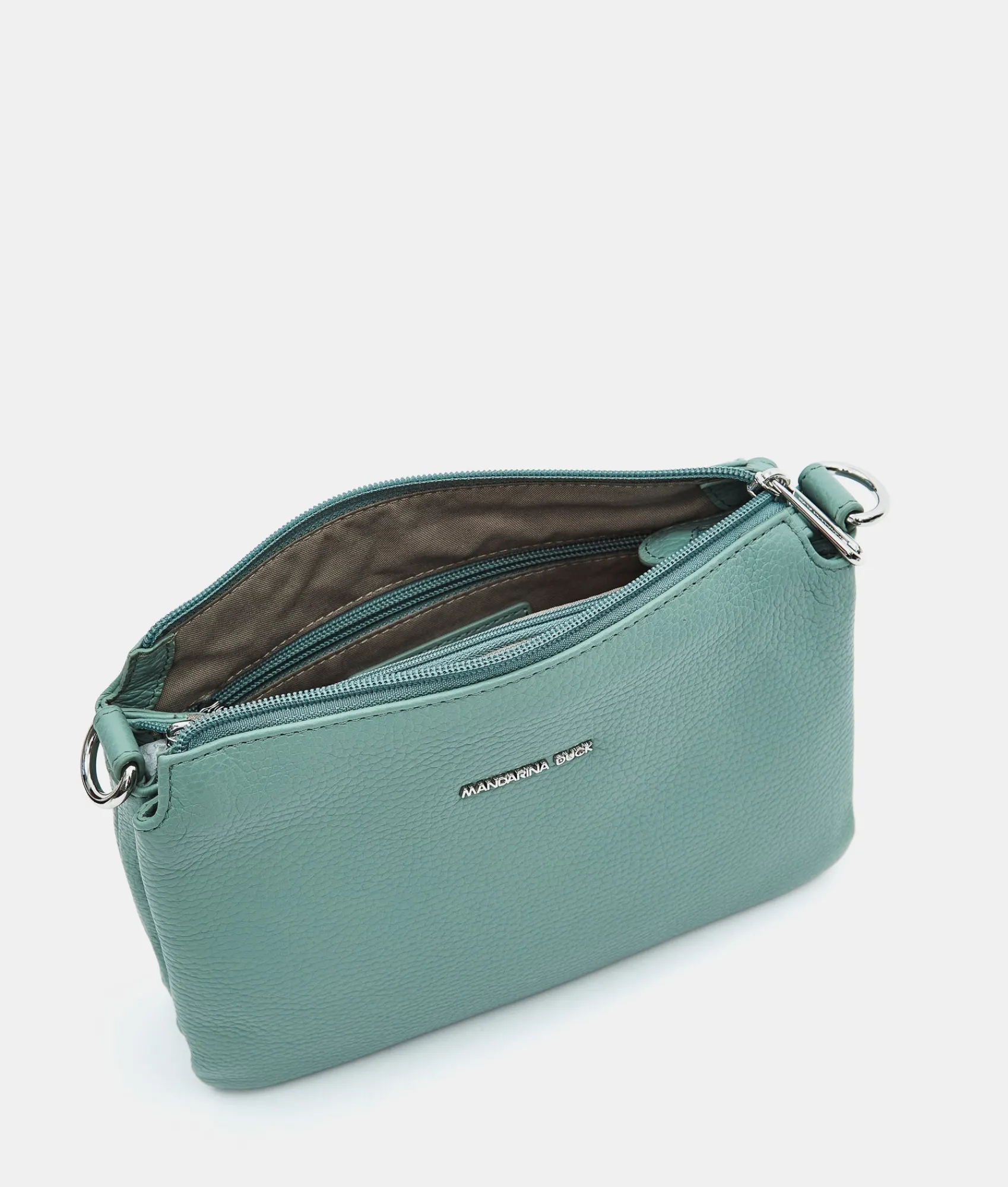 Fashion Mandarina Duck MELLOW LEATHER Small Crossbody Bag IcebergGreen