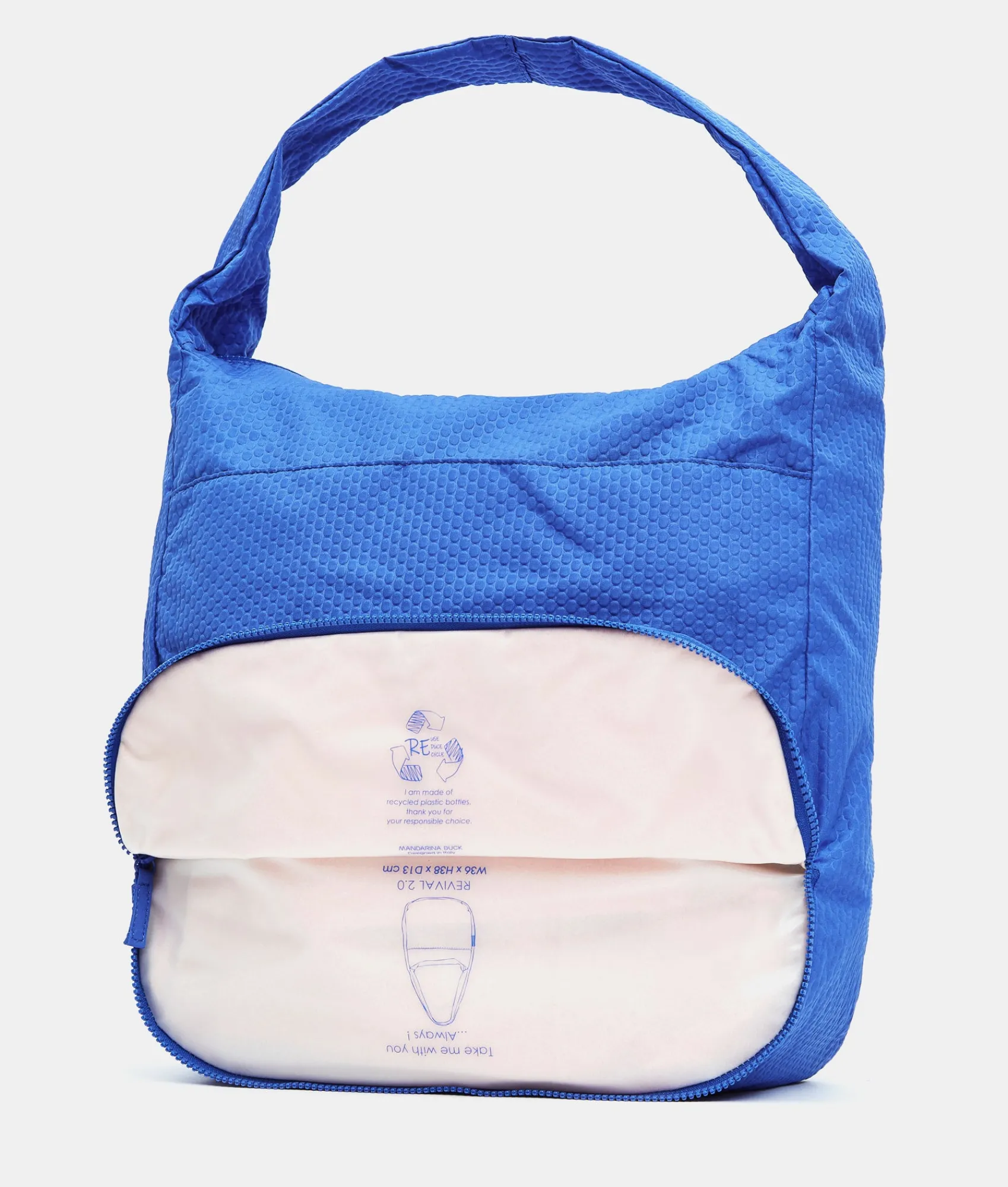 Sale Mandarina Duck REVIVAL 2.0 Foldable Large Shoulder Bag ElectricBlue