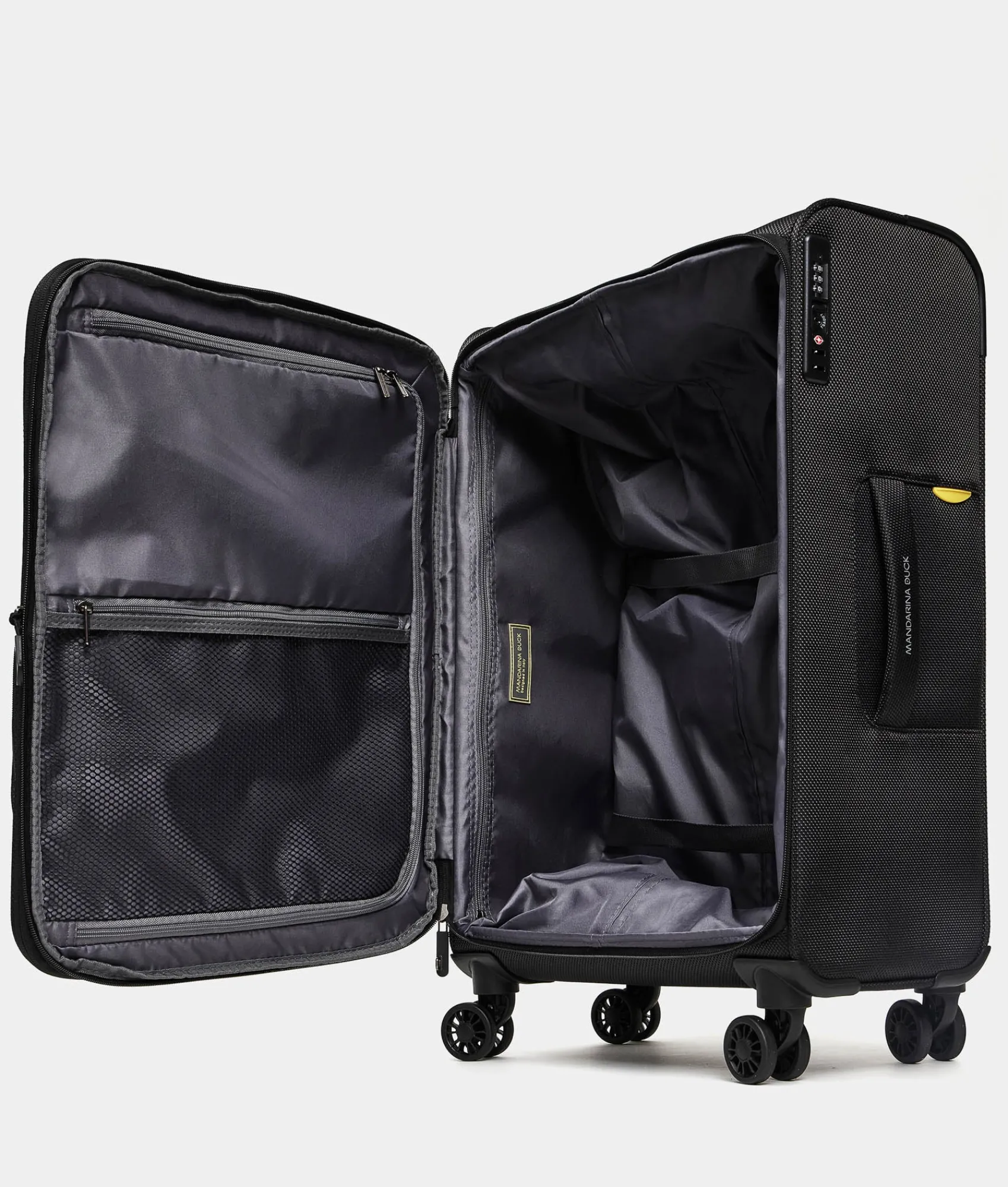 Clearance Mandarina Duck ZEPHYR Medium Soft Expandable Trolley (4 Wheels) | cm 67 X 43 X 25/28 Black